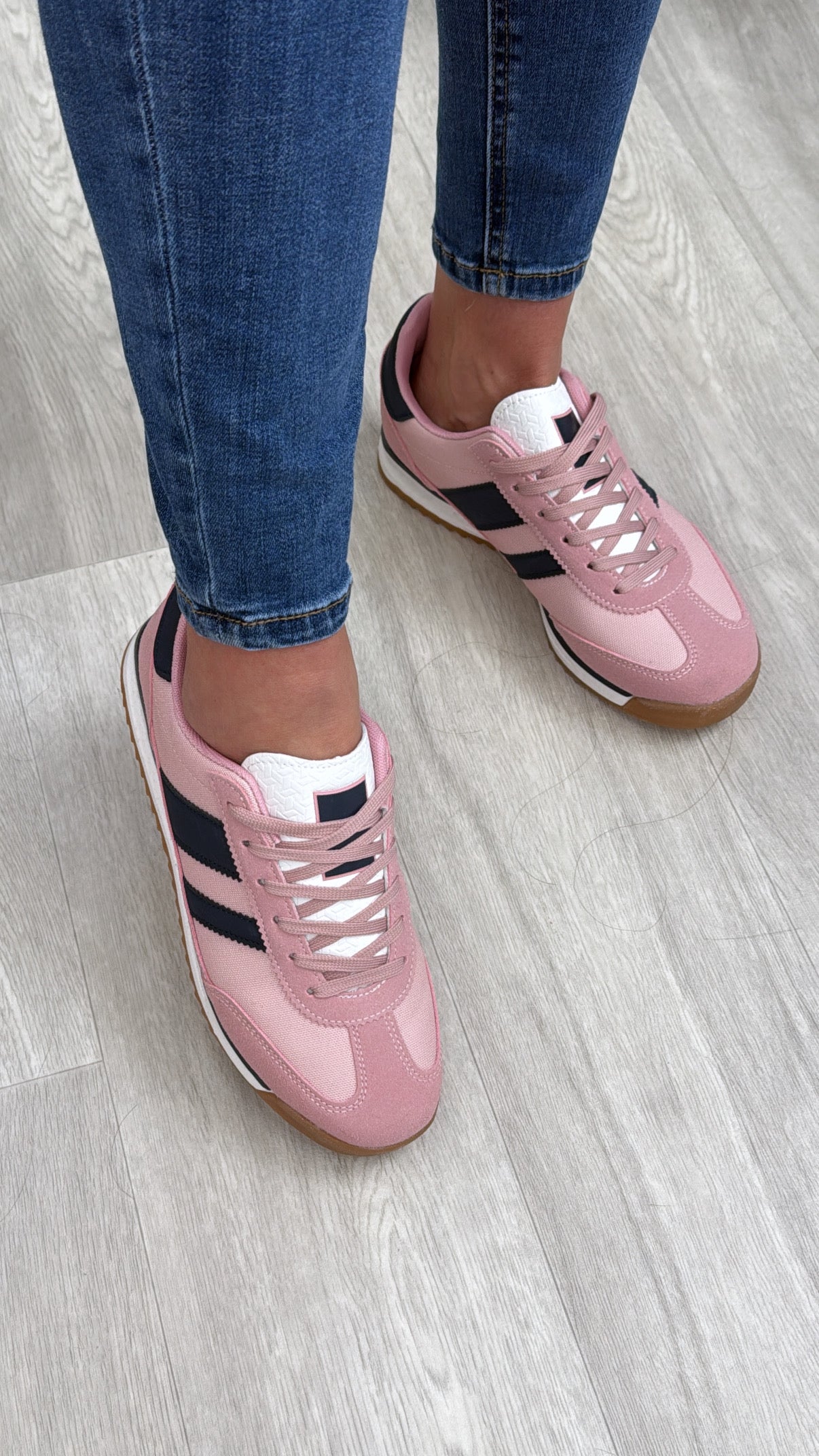 Shonda Pink Navy Stripe Trainers