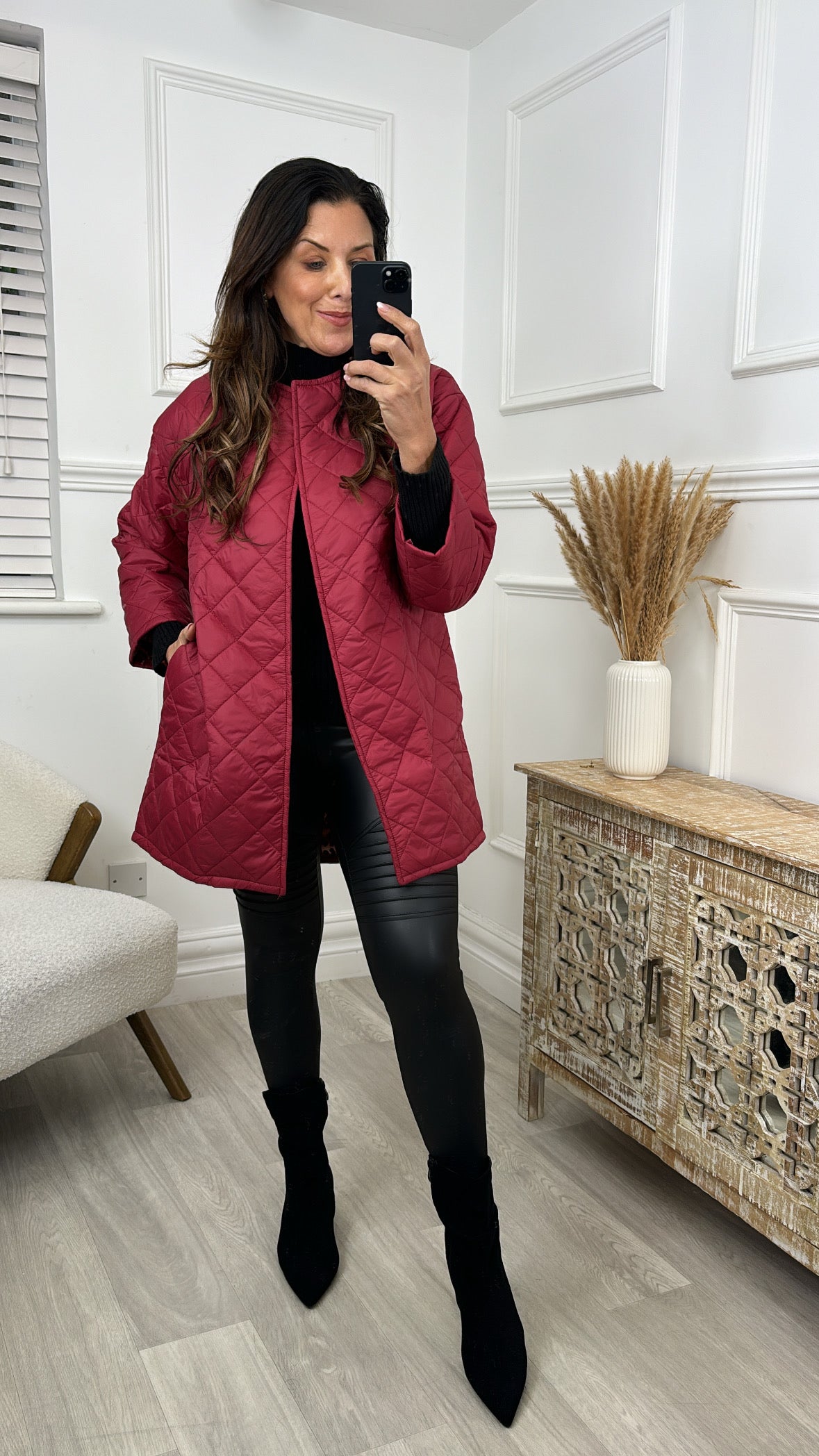 Beatrice Wine Leopard Trim Jacket