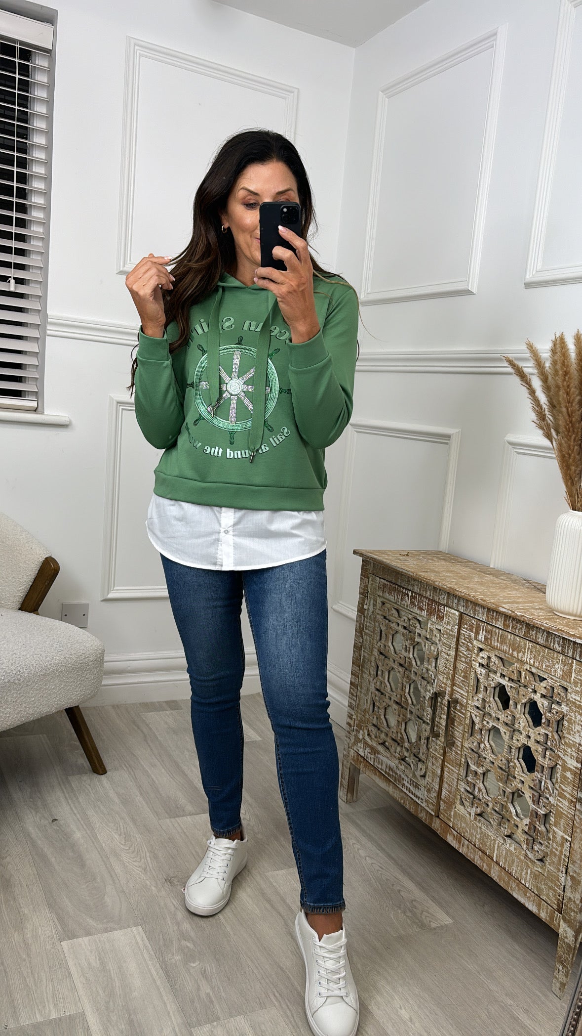 Elianne Green Layered Sweatshirt