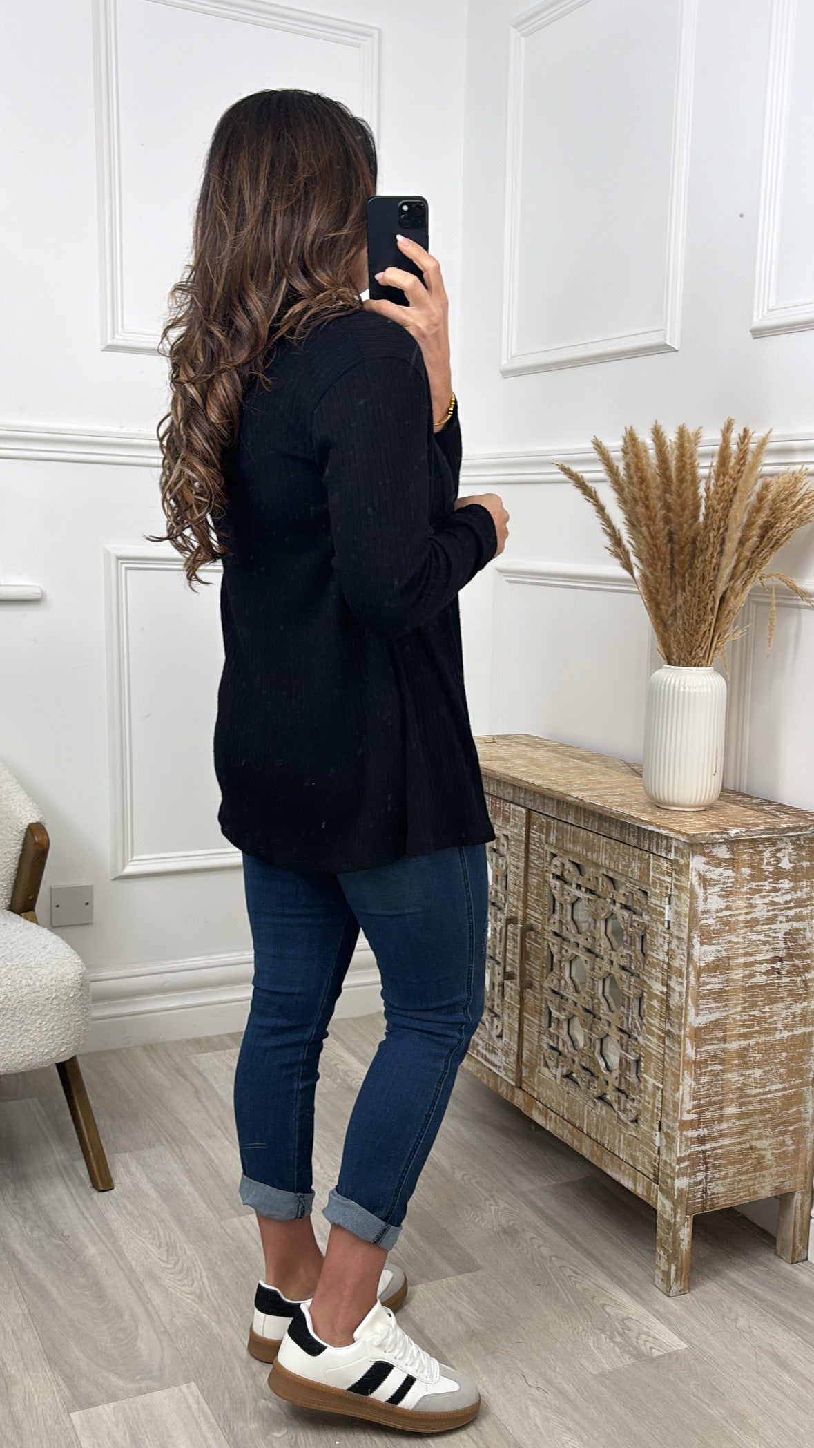 Portia Black Open Front Cardigan