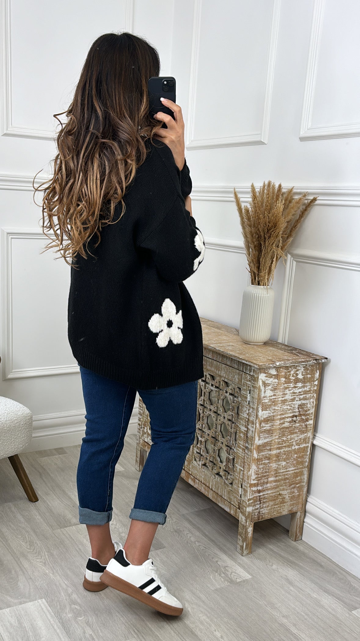 Triona Black Flower Cardigan