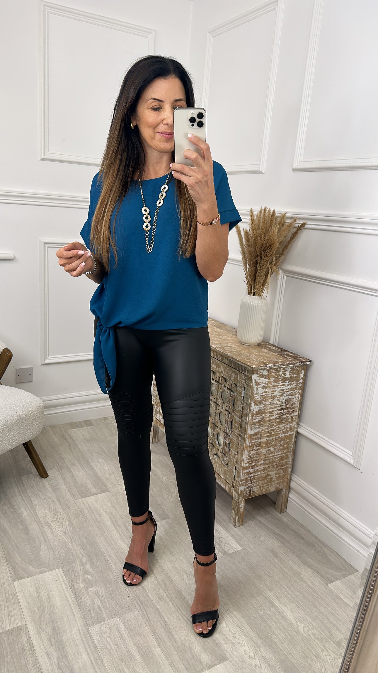 Bernadette Teal Side Knot Top