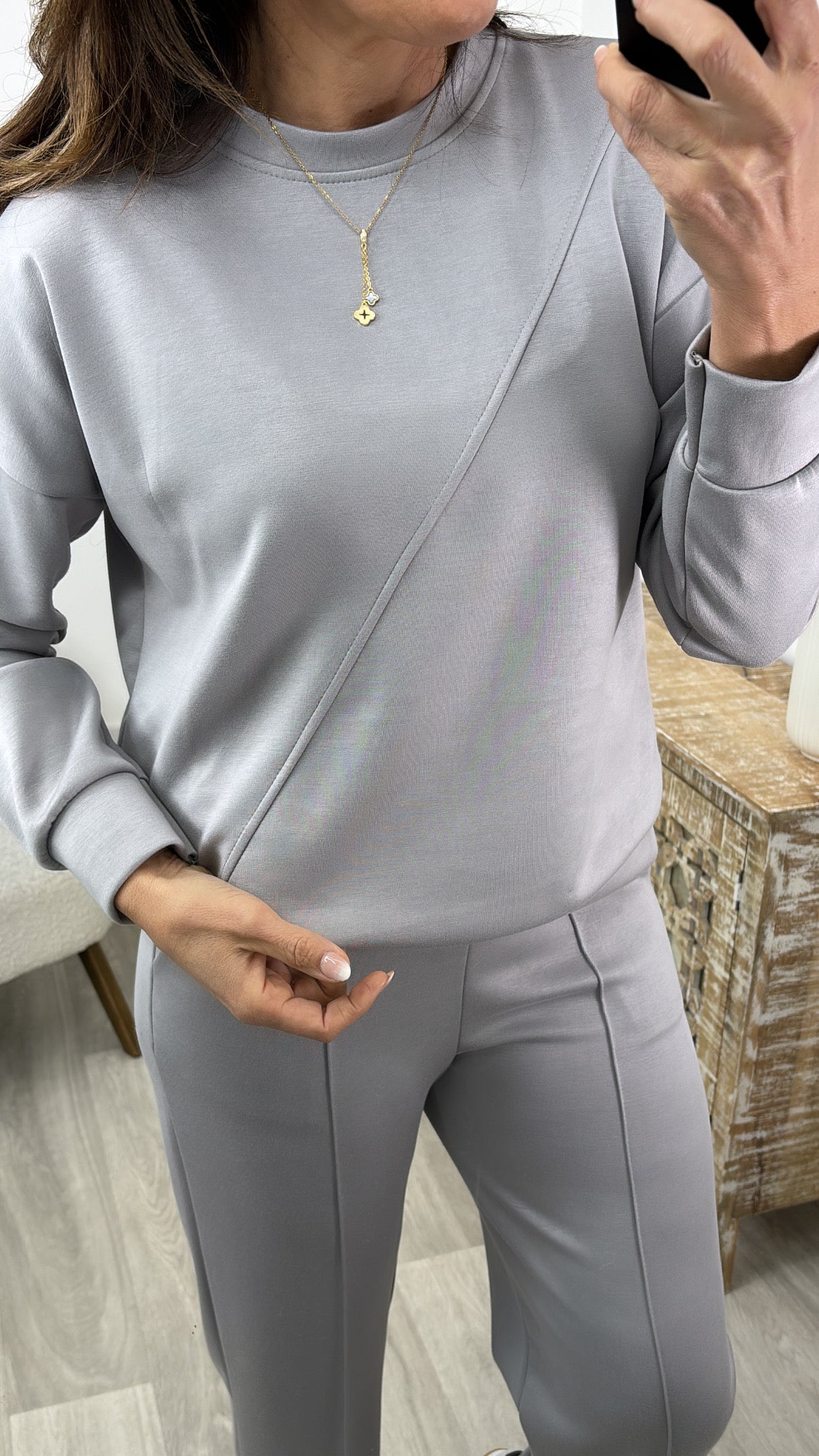 Lourdes Grey Seam Detail Set