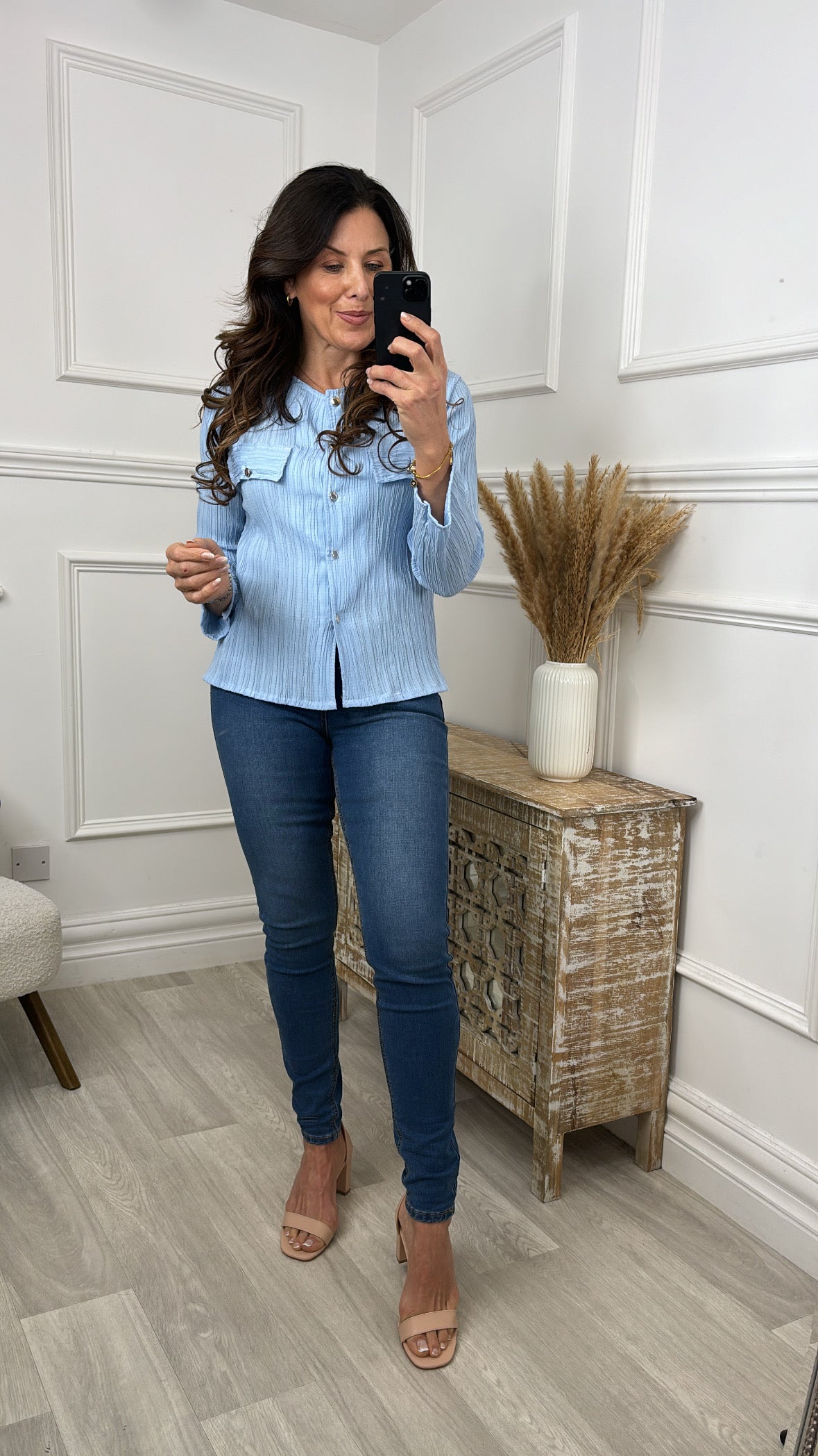 Esther Sky Blue Textured Shirt