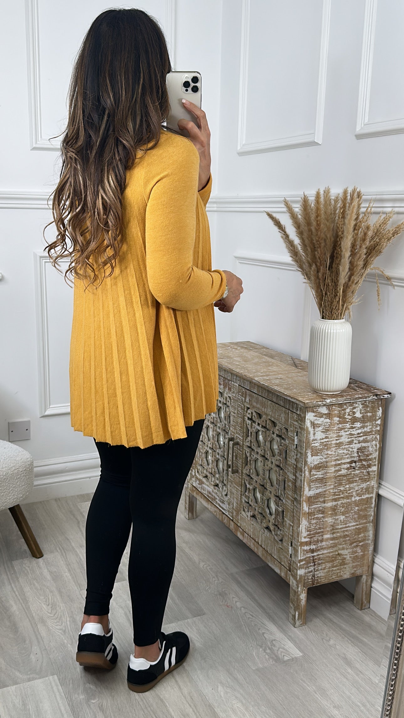 Ella Mustard Pleated Necklace Top