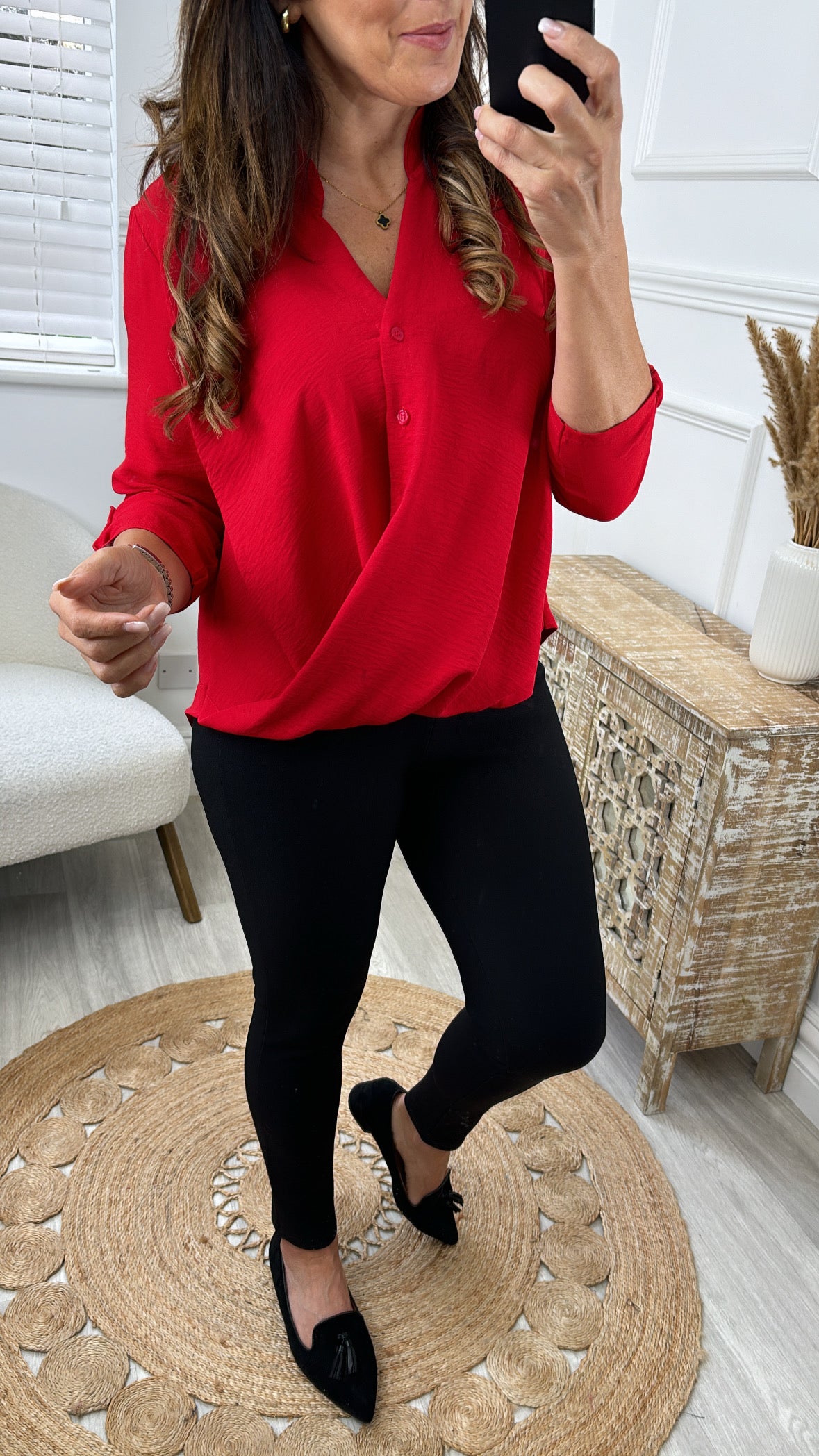 Darcy Red Wrap Blouse