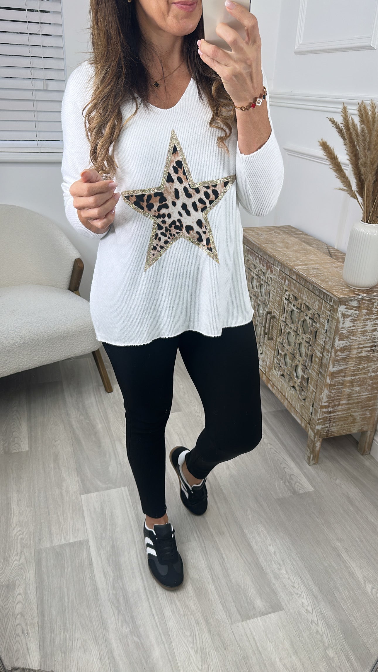 Niamh Cream Leopard Star Top