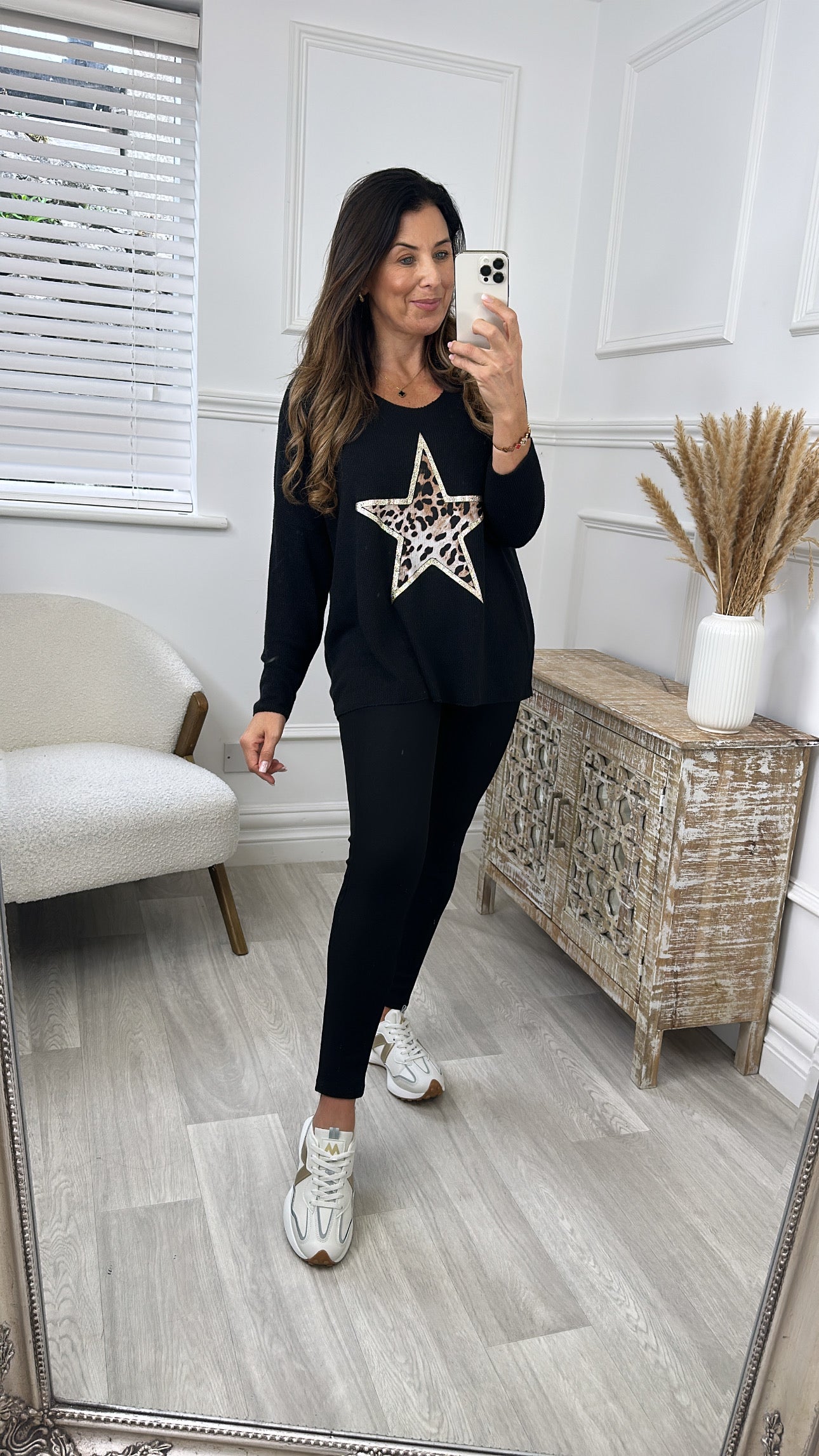 Niamh Black Leopard Star Top