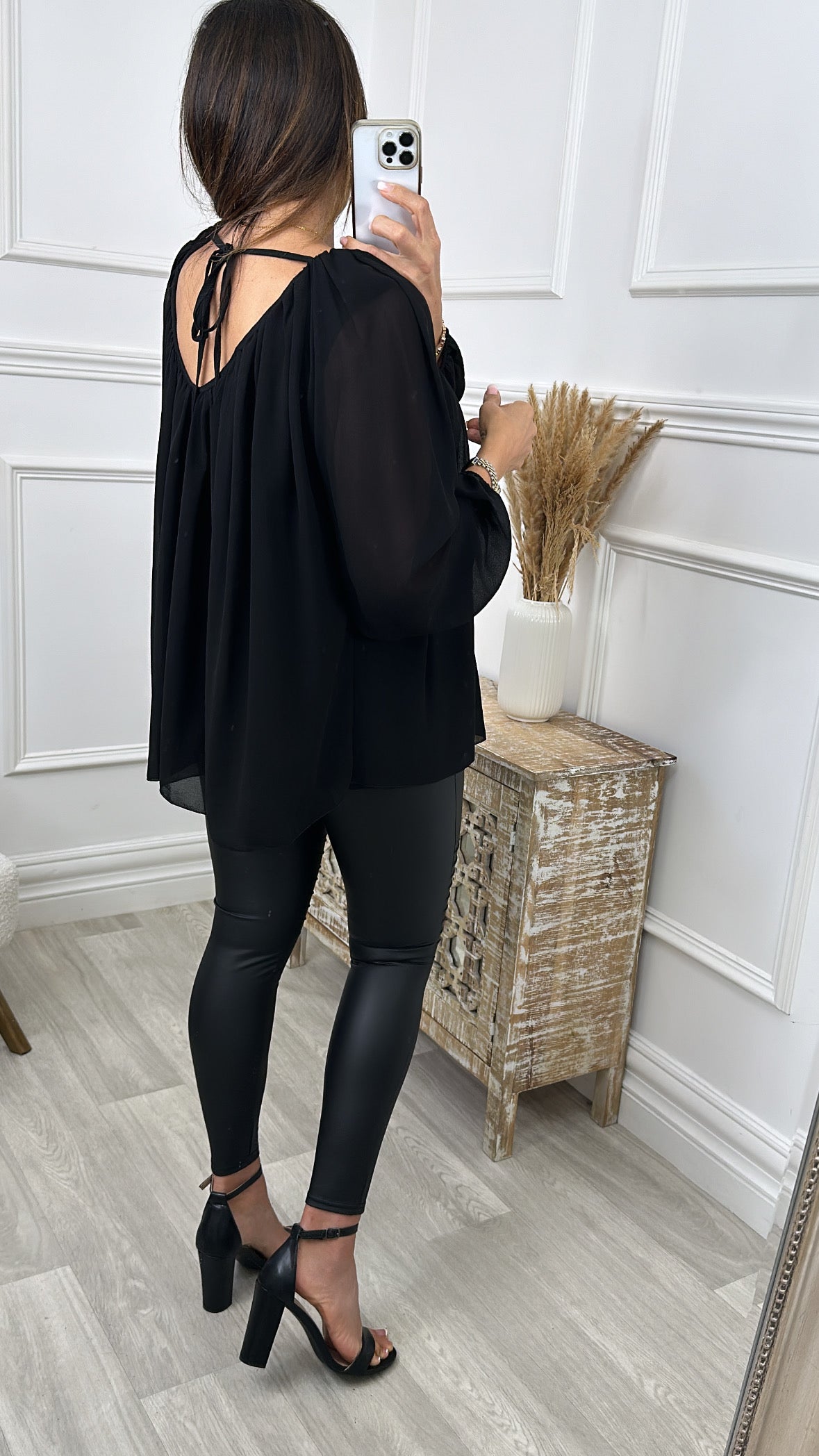 Sienna Black Gold Buckle Blouse