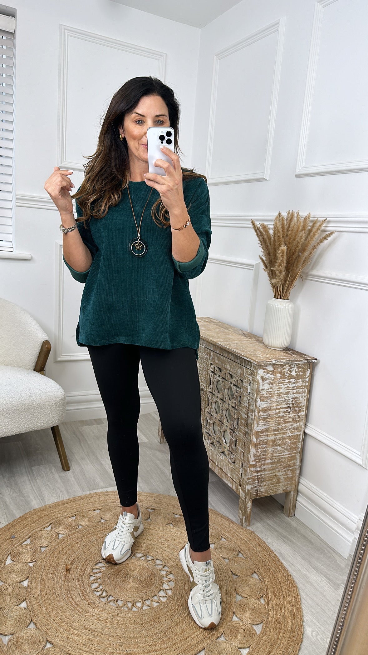 Madlena Teal Velour Necklace Tunic