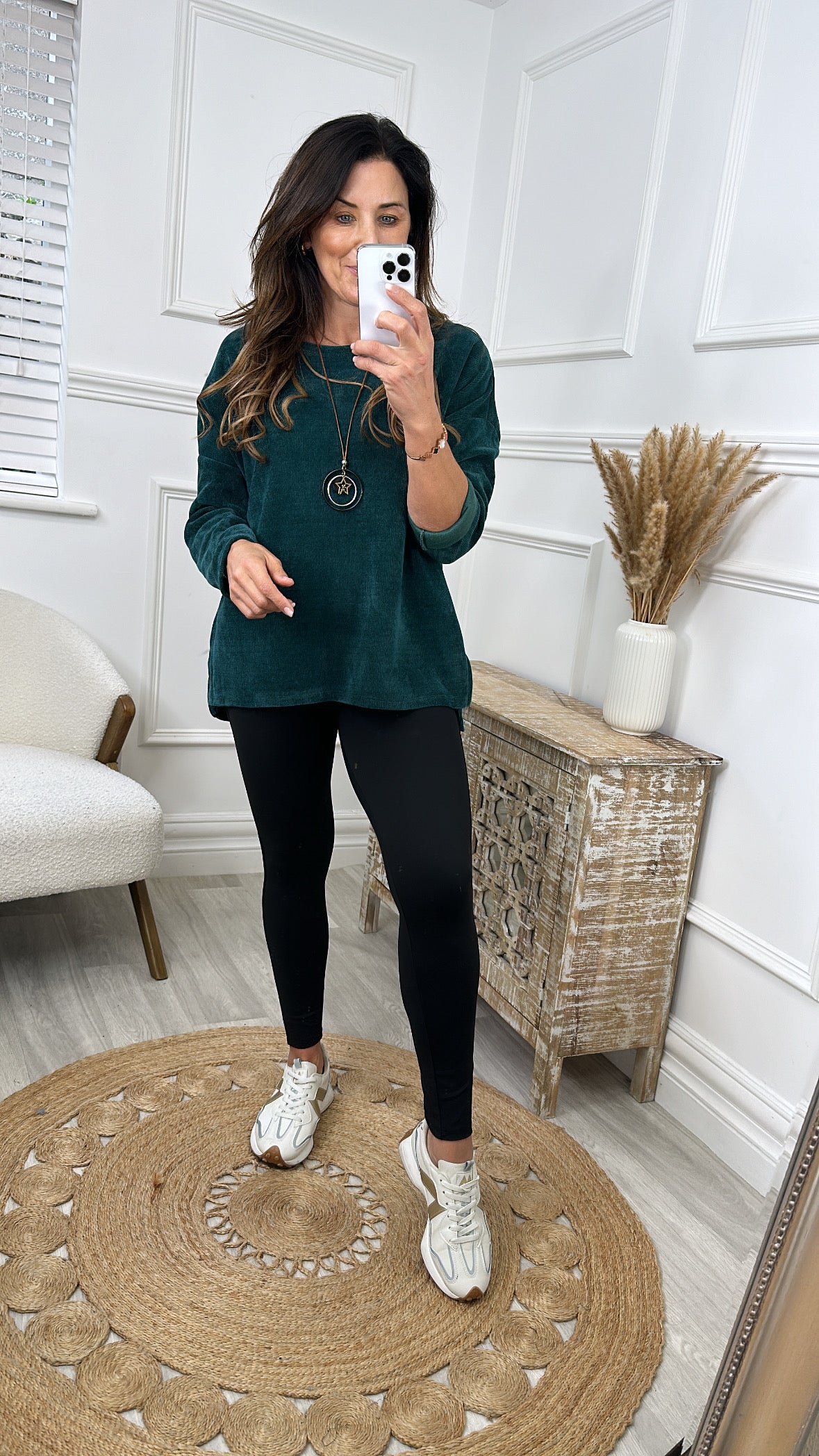 Madlena Teal Velour Necklace Tunic