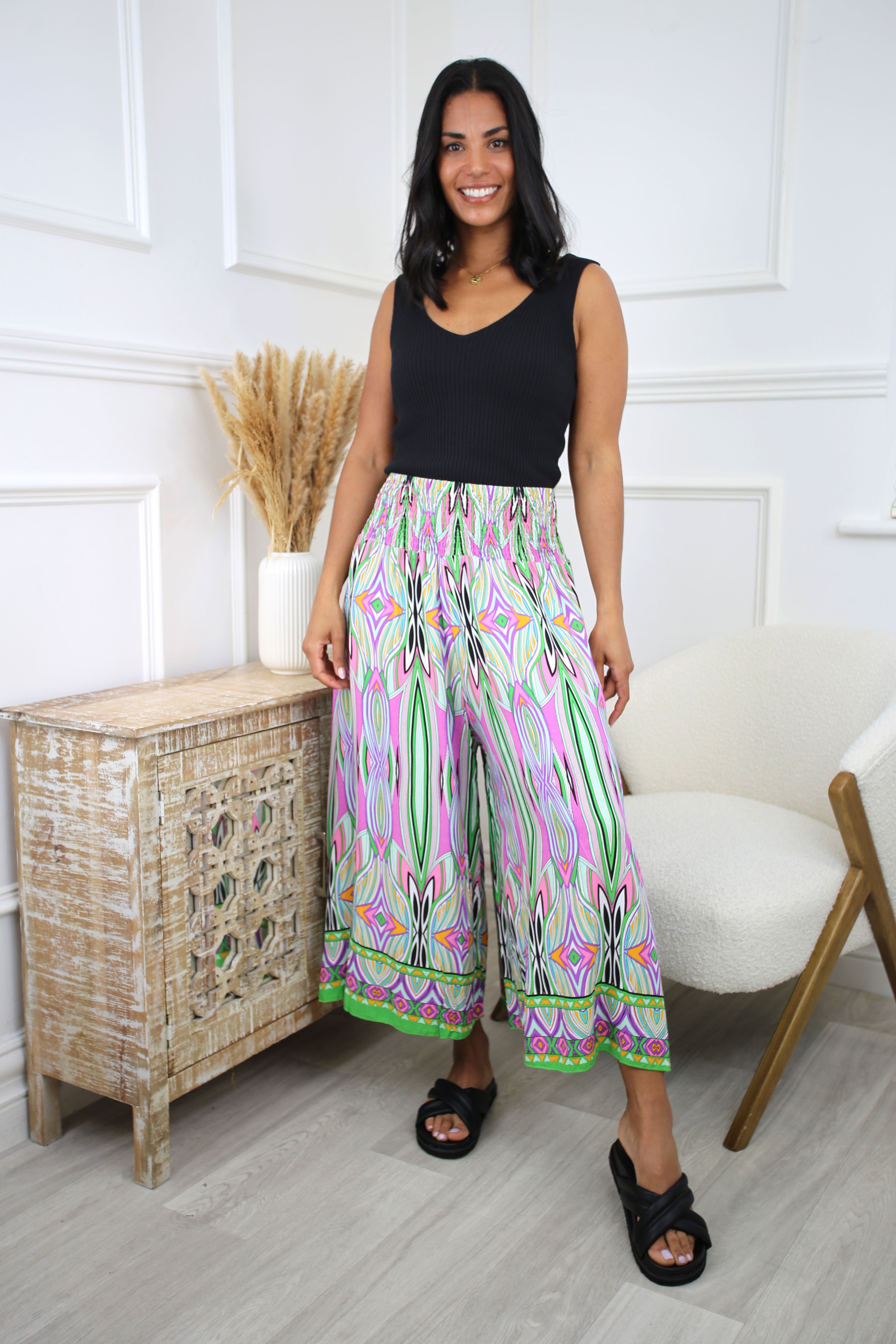 Bessy Green Funky Print Trousers