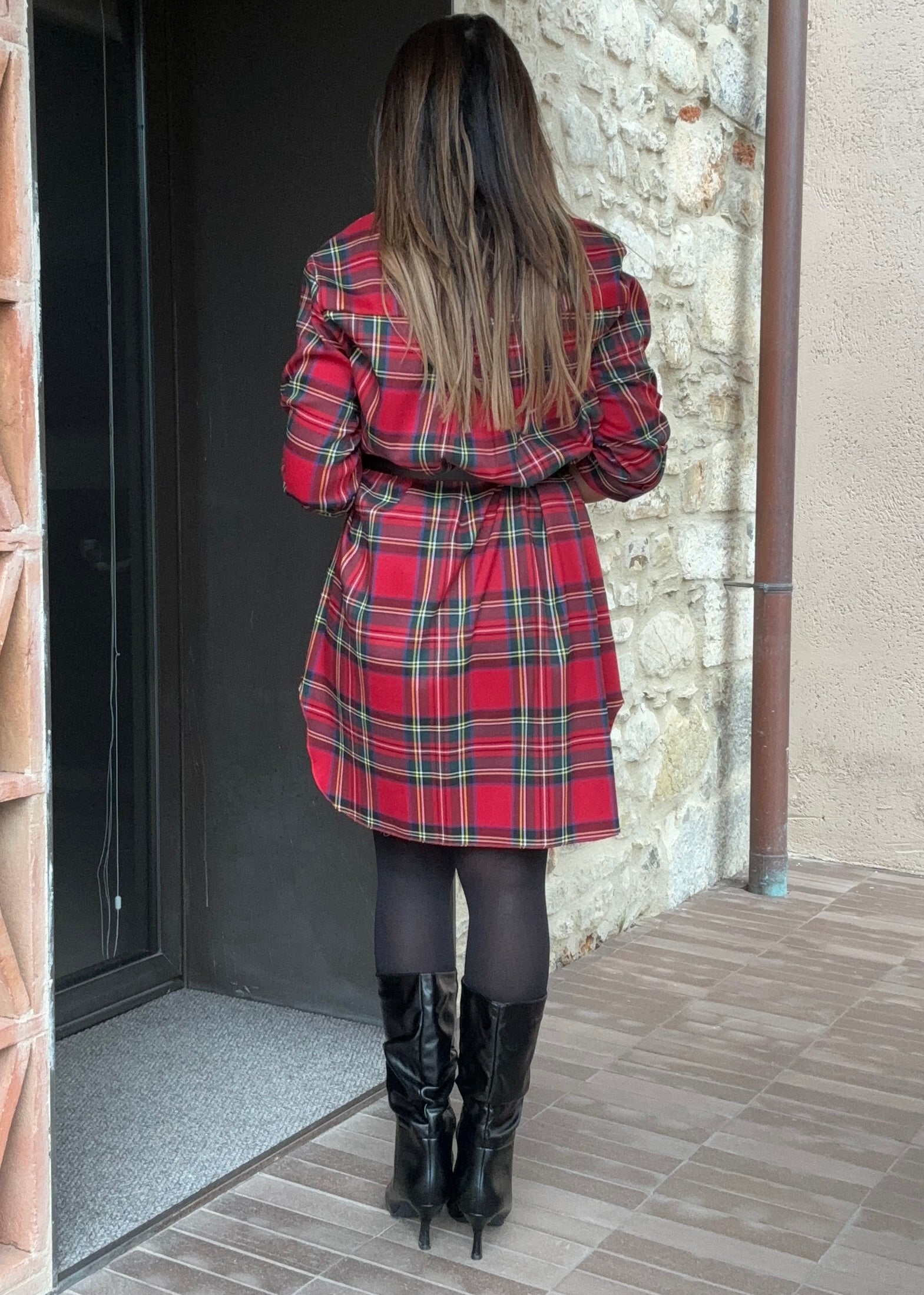 Ciara Red Tartan Belt Tunic Dress