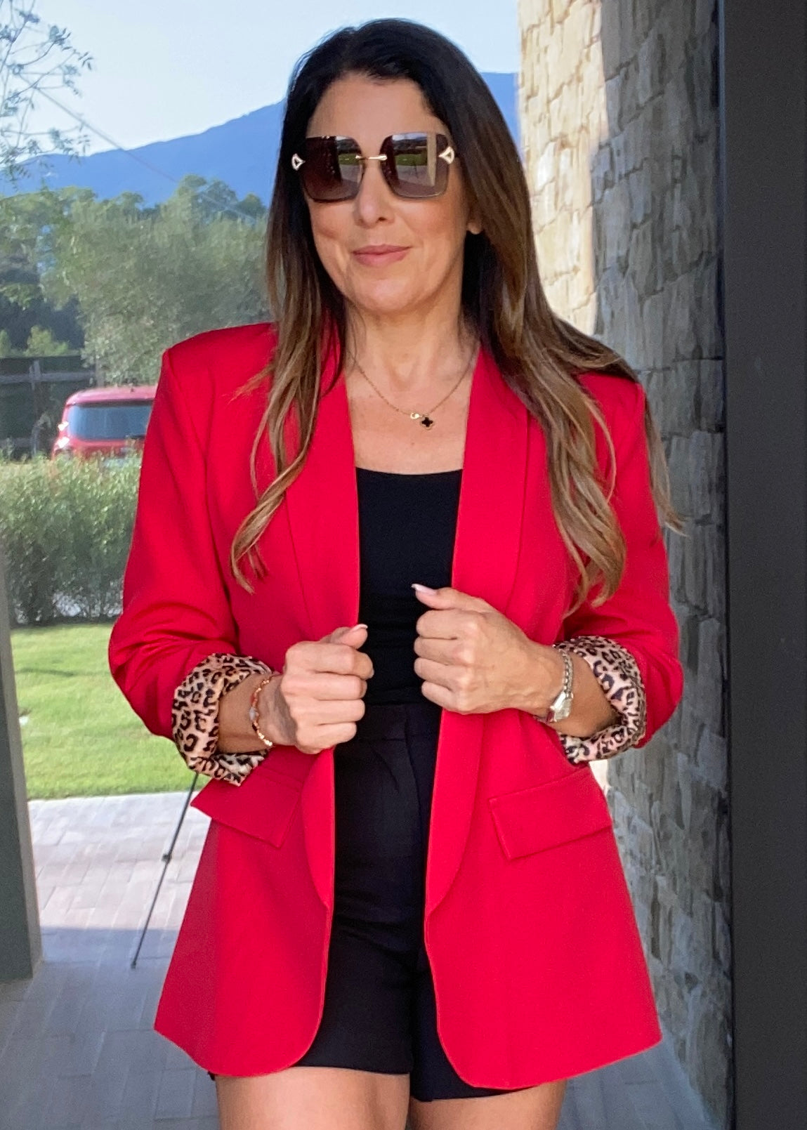 Texas Red Leopard Lined Blazer