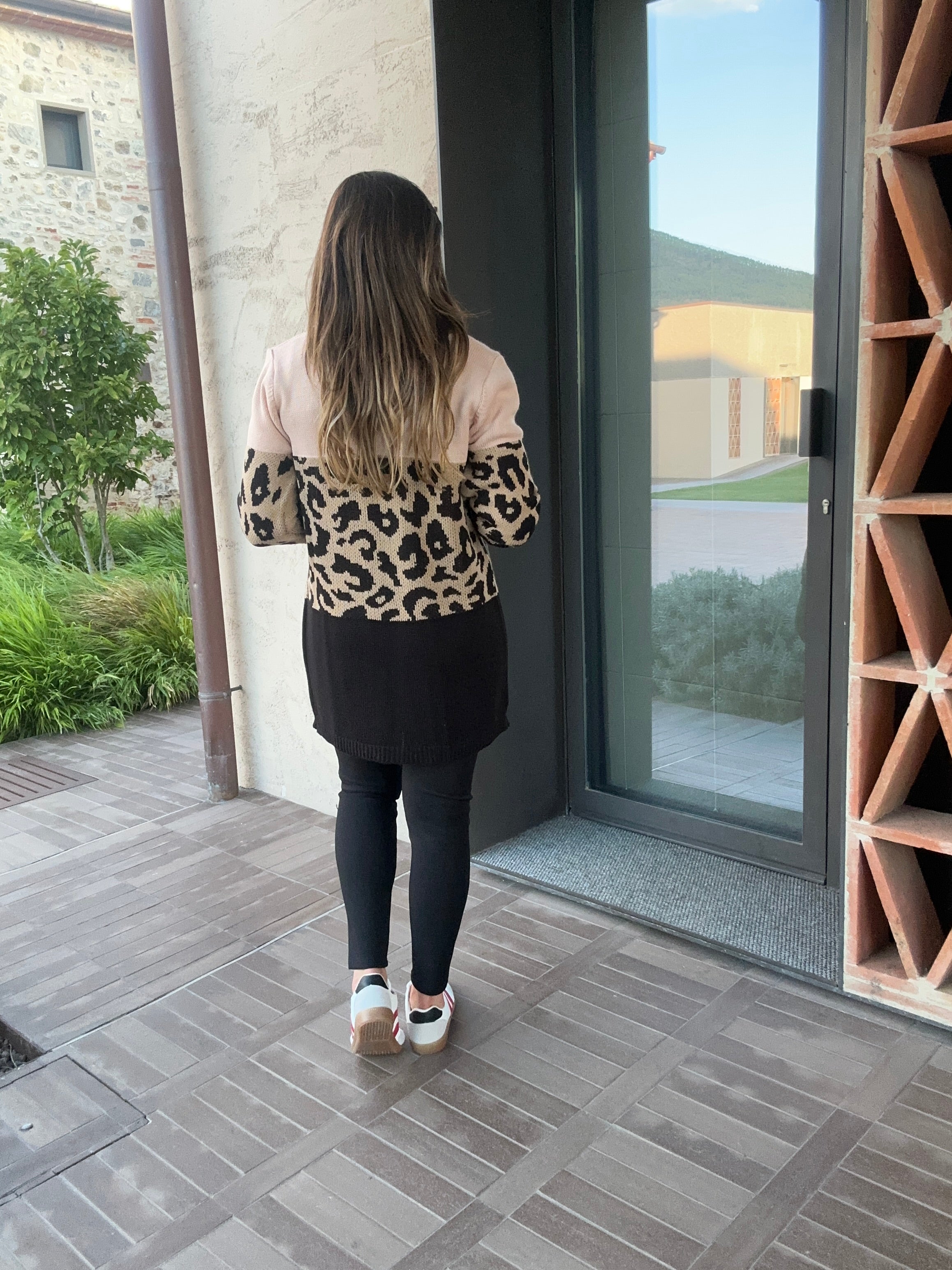 Juliette Blush Leopard Panel Cardigan