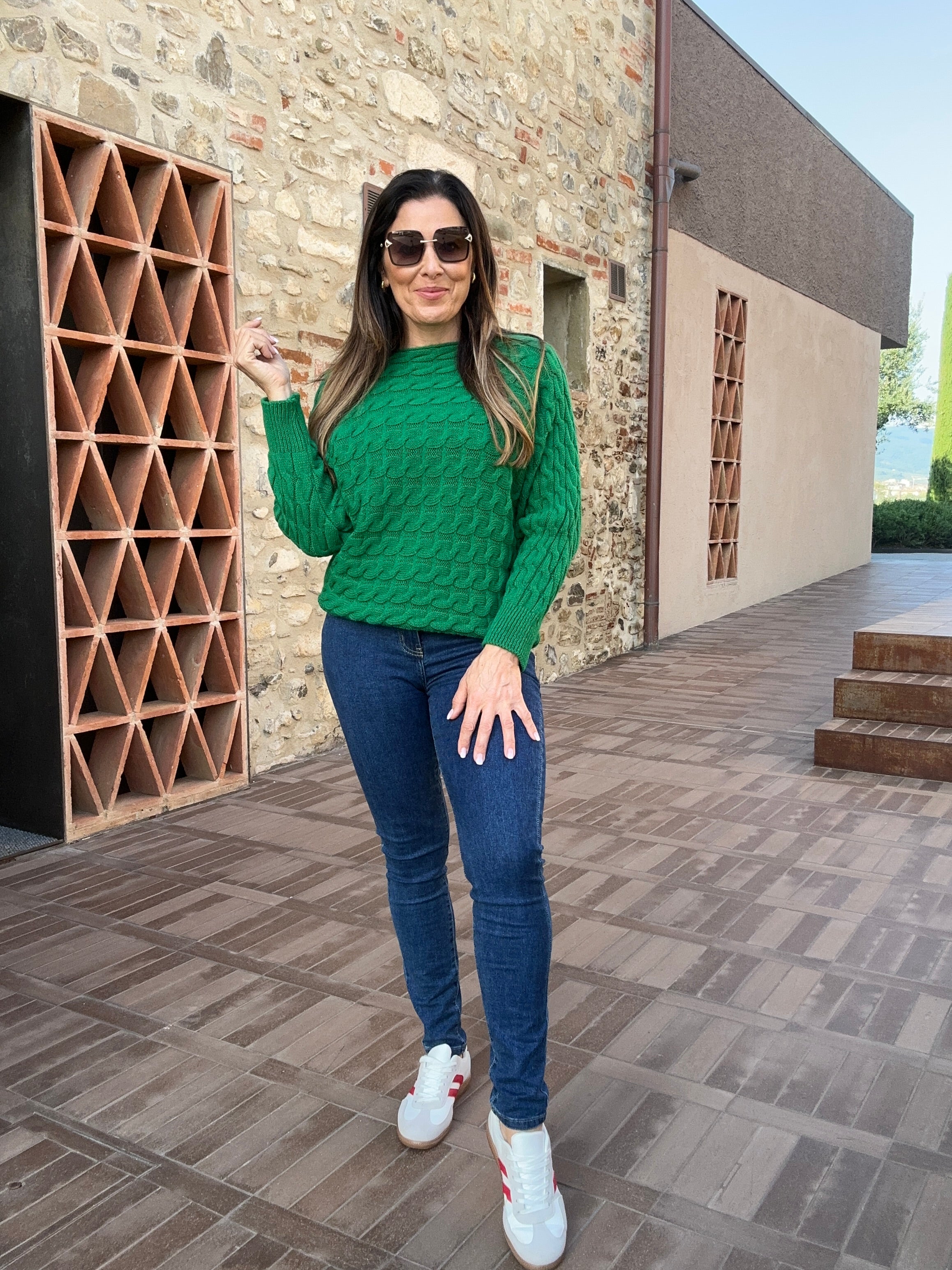 Marissa Green Cable Knit Jumper