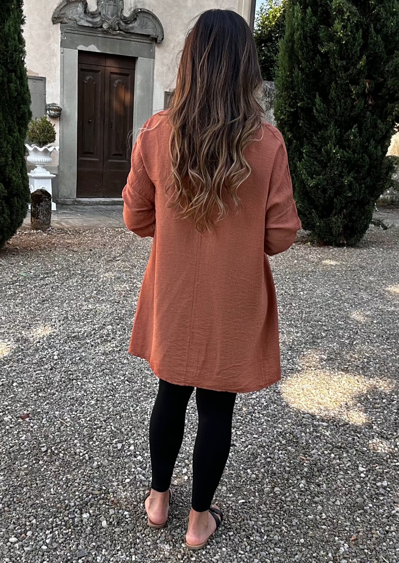 Sienna Orange Tunic Top with Necklace