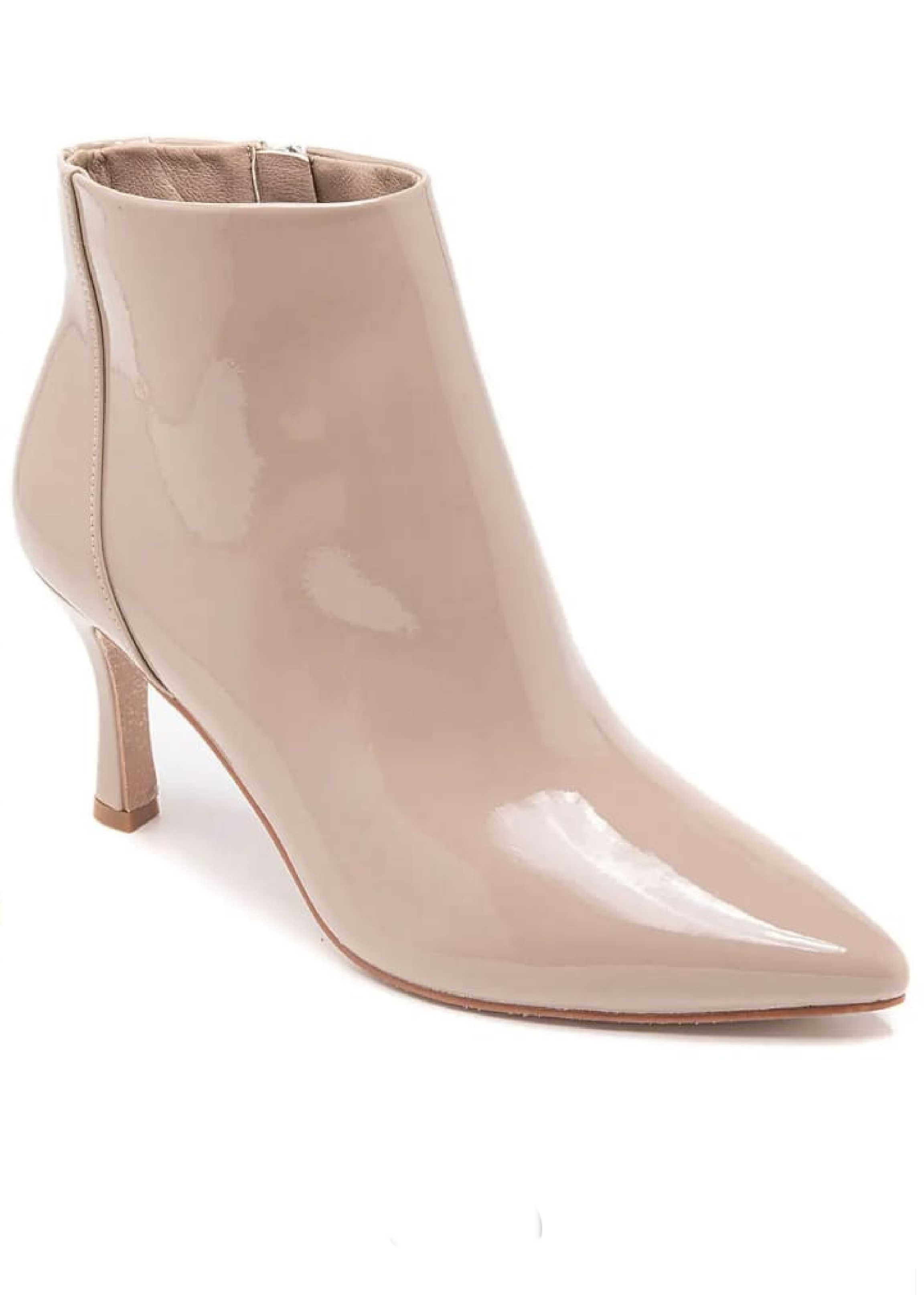 Scilla Beige Patent Ankle Boots
