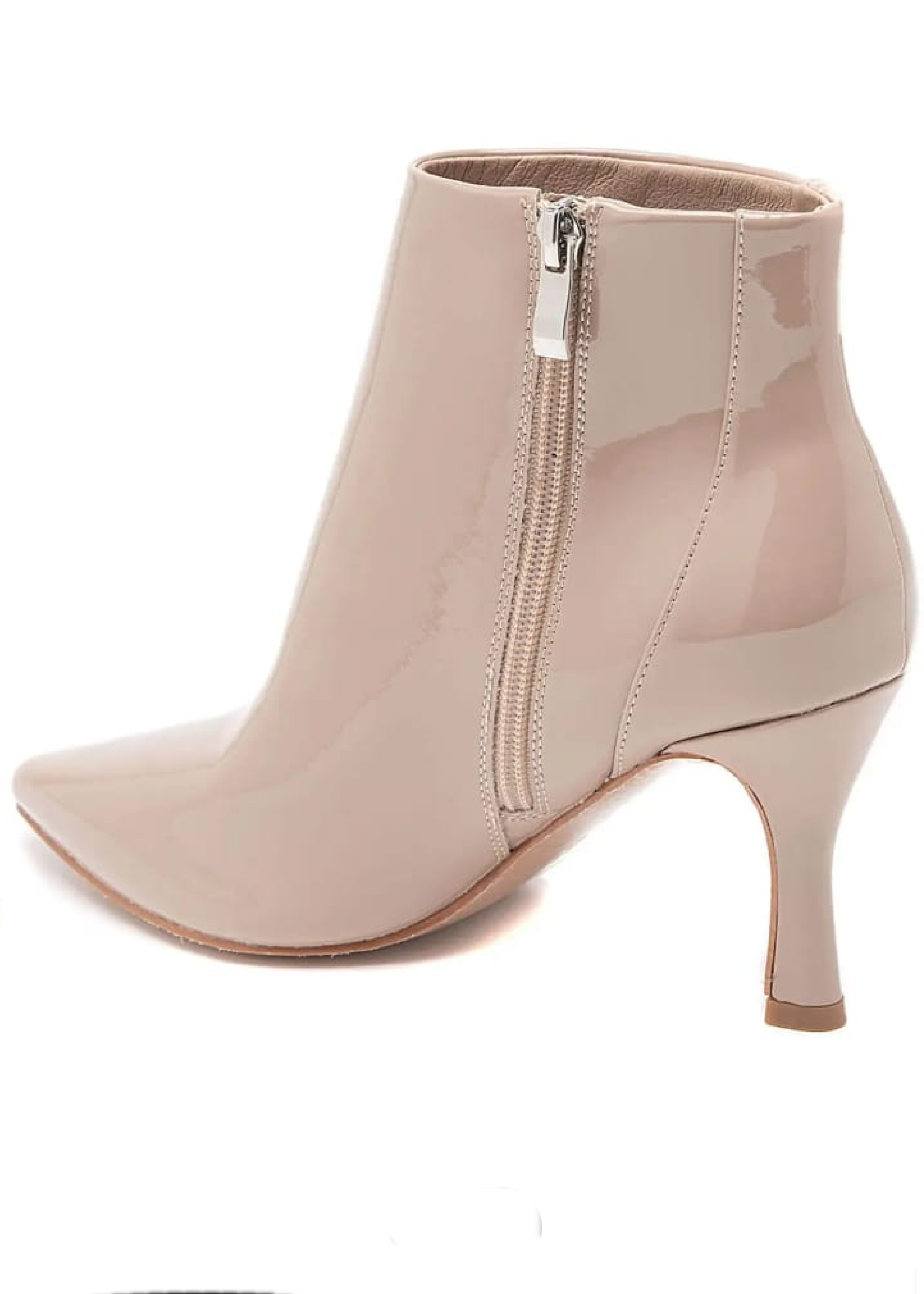 Scilla Beige Patent Ankle Boots