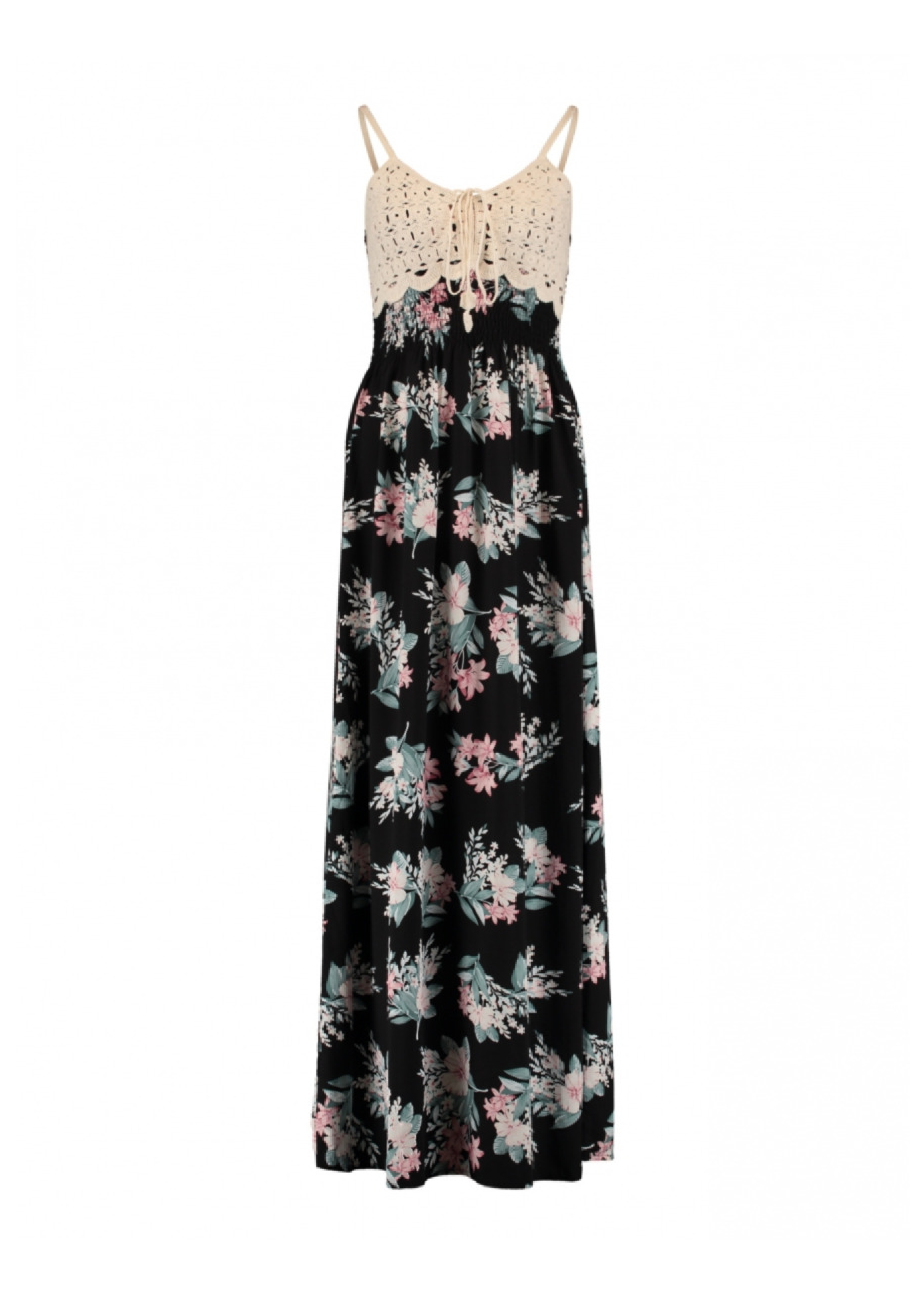 Kaja Black Floral Crochet Detail Dress