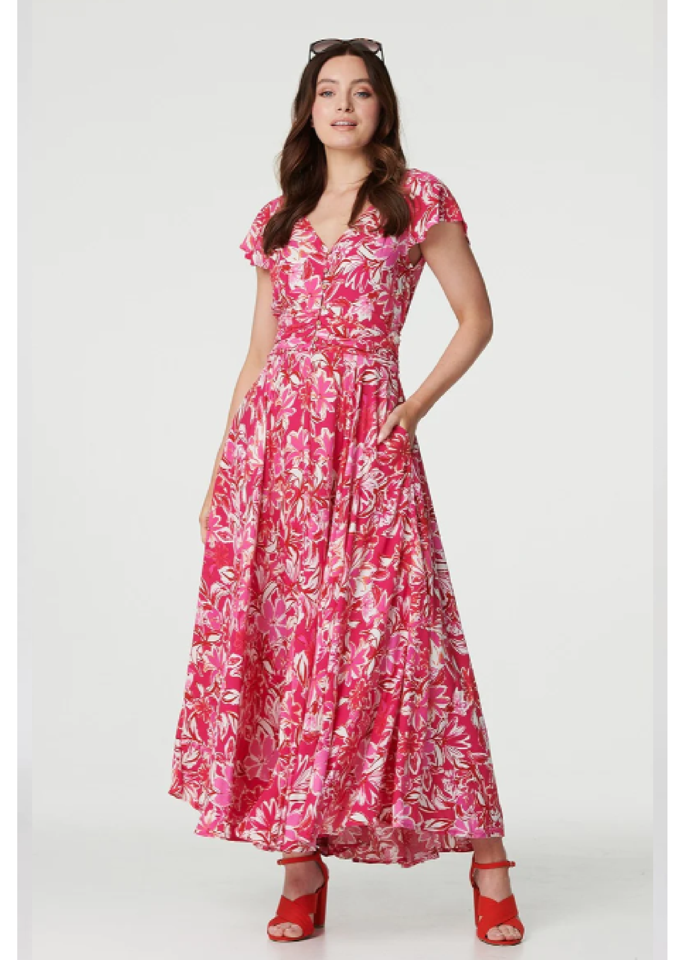 Meritt Red Floral Print Maxi Dress