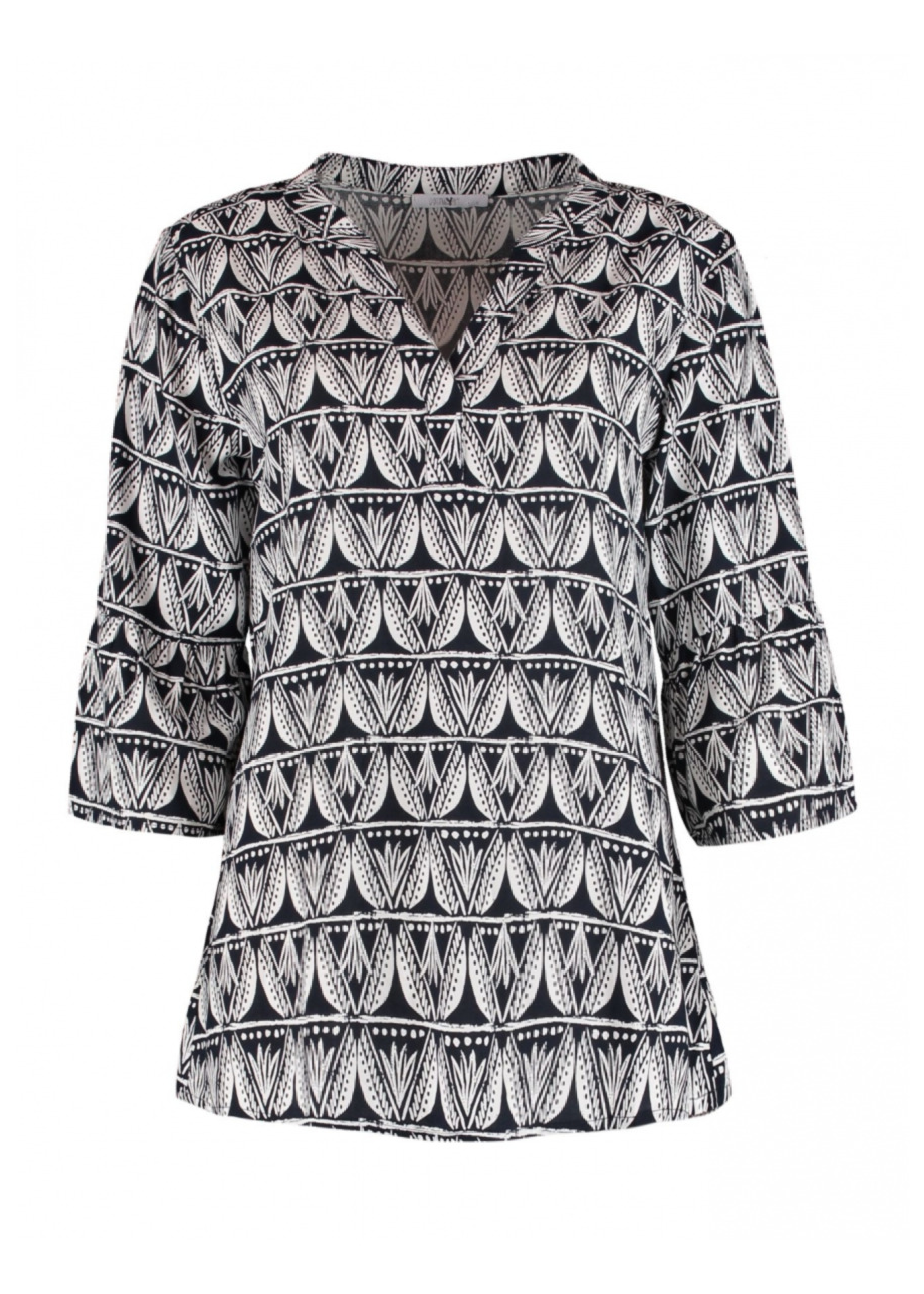 Aurella Navy Patterned Blouse