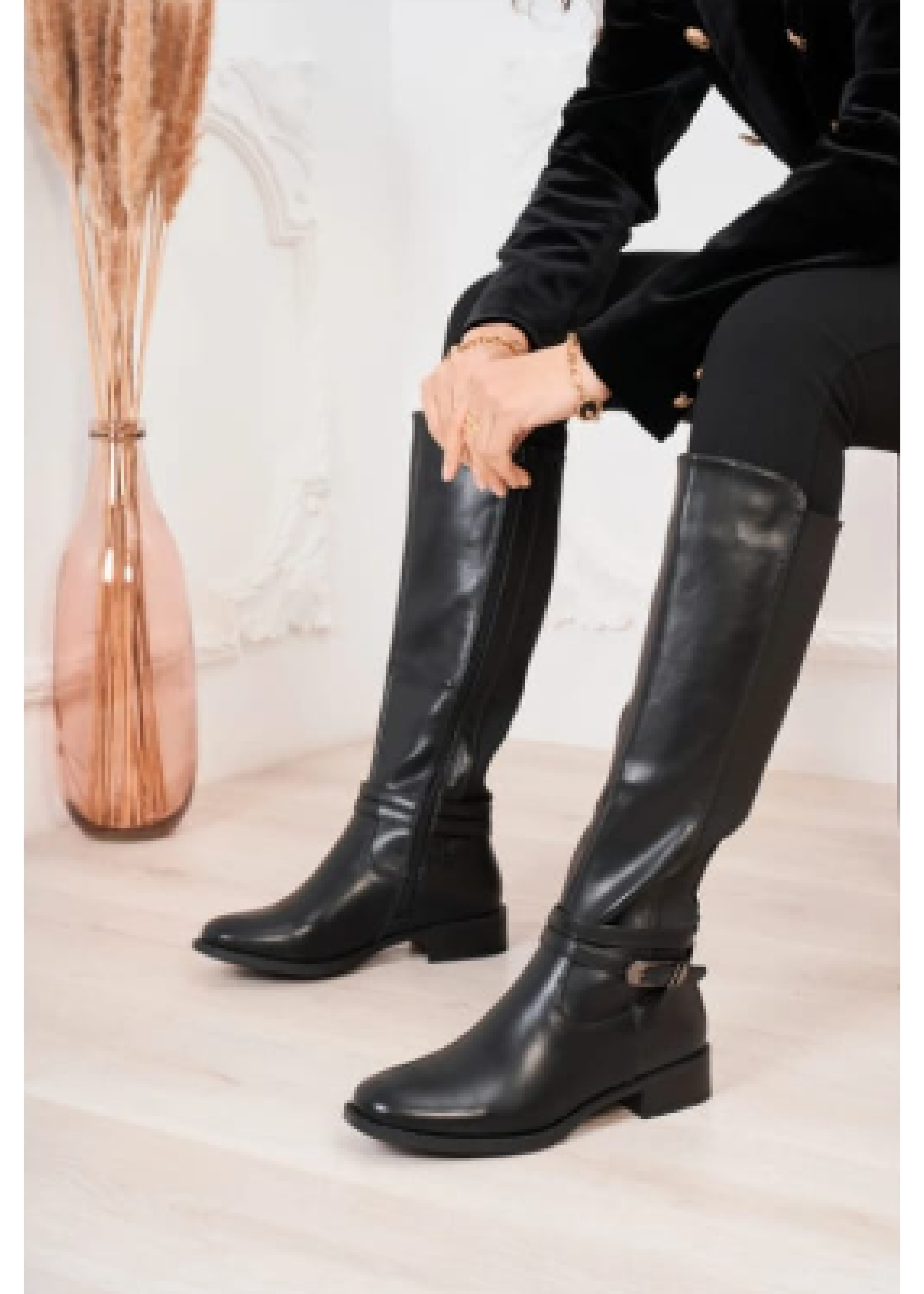 Corina Black Knee High Boots