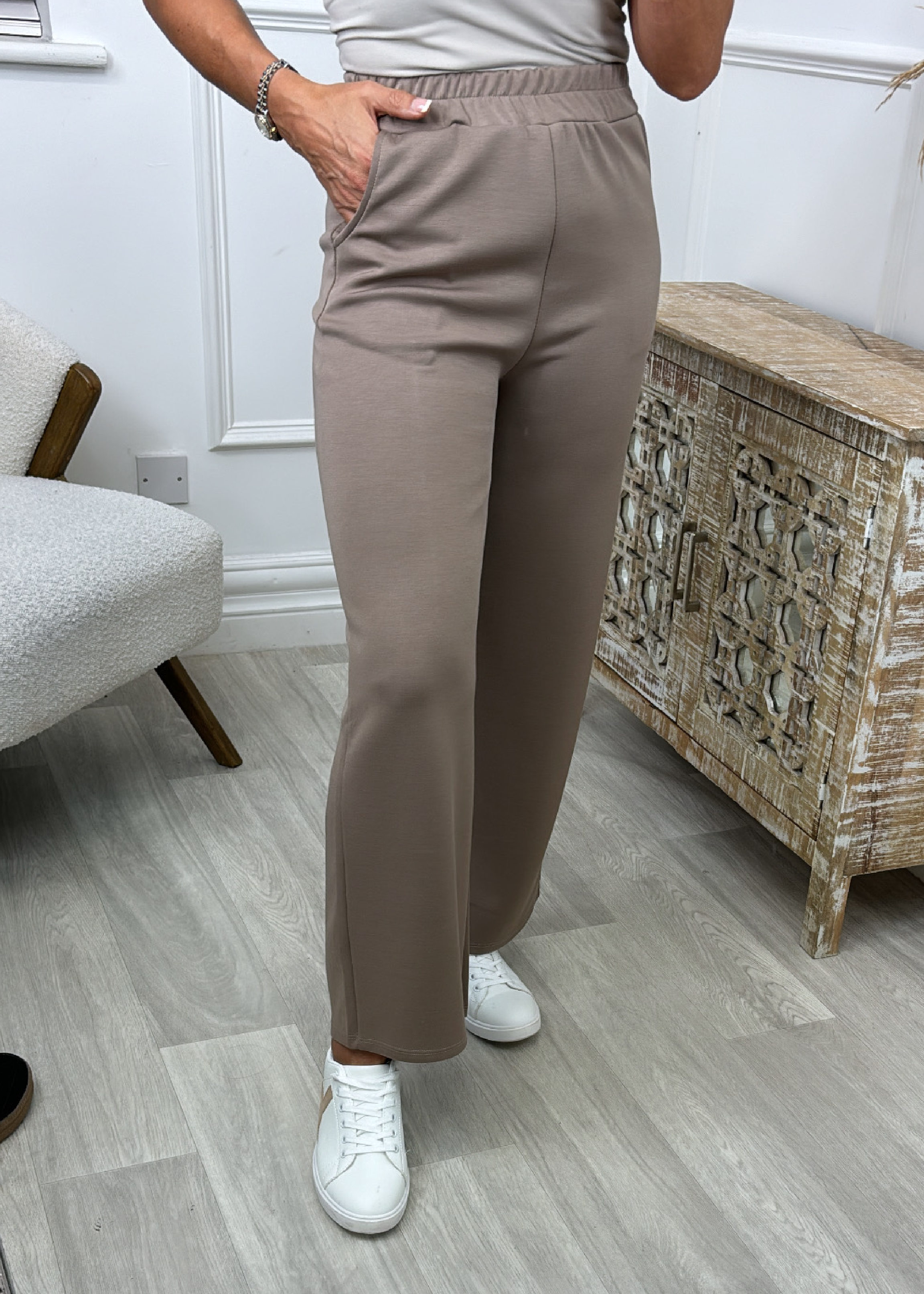 Leanne Light Brown Wide Leg Trousers