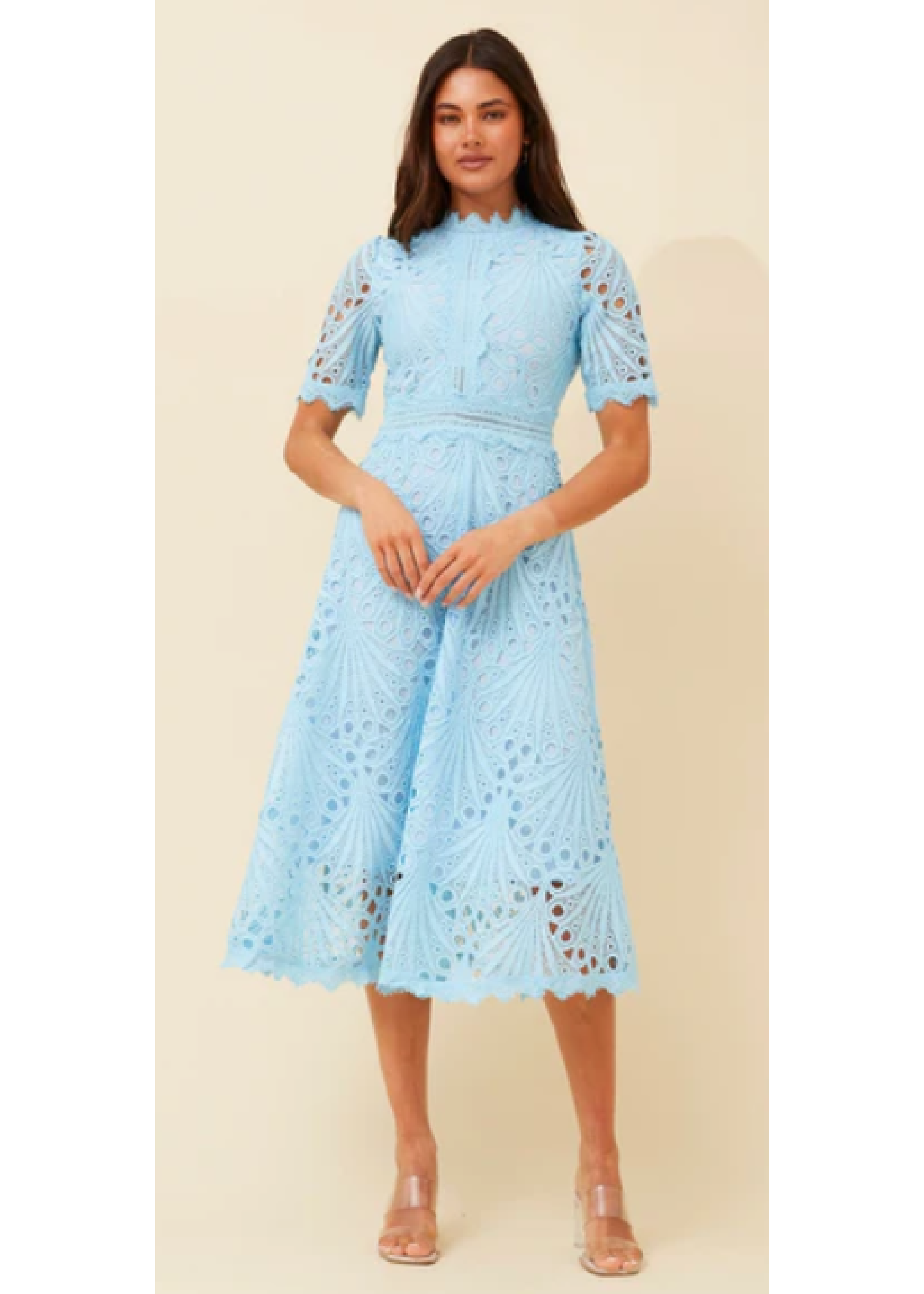 Gloria Blue Lace Midi Dress