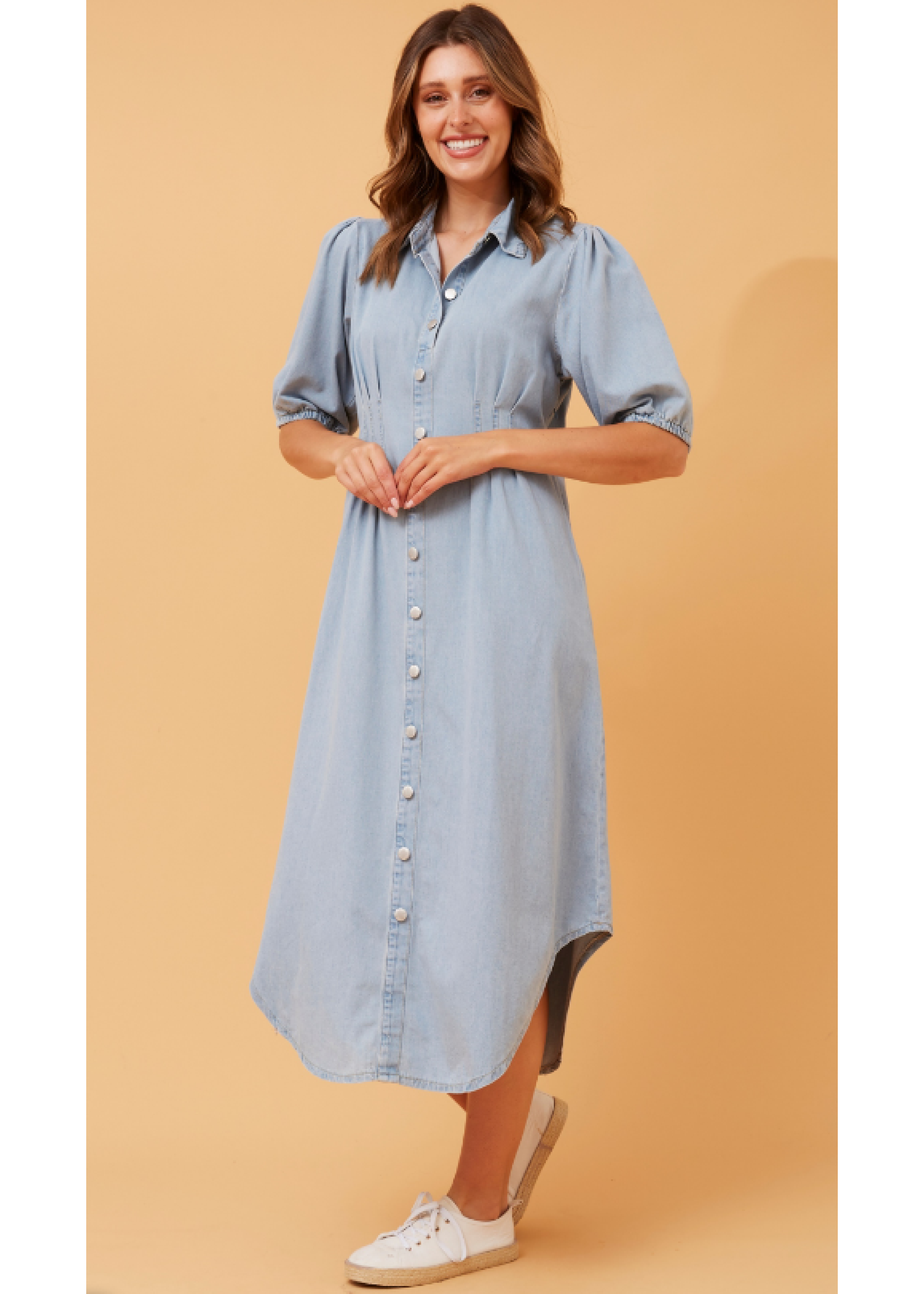 Peggy Blue Denim Shirt Maxi Dress