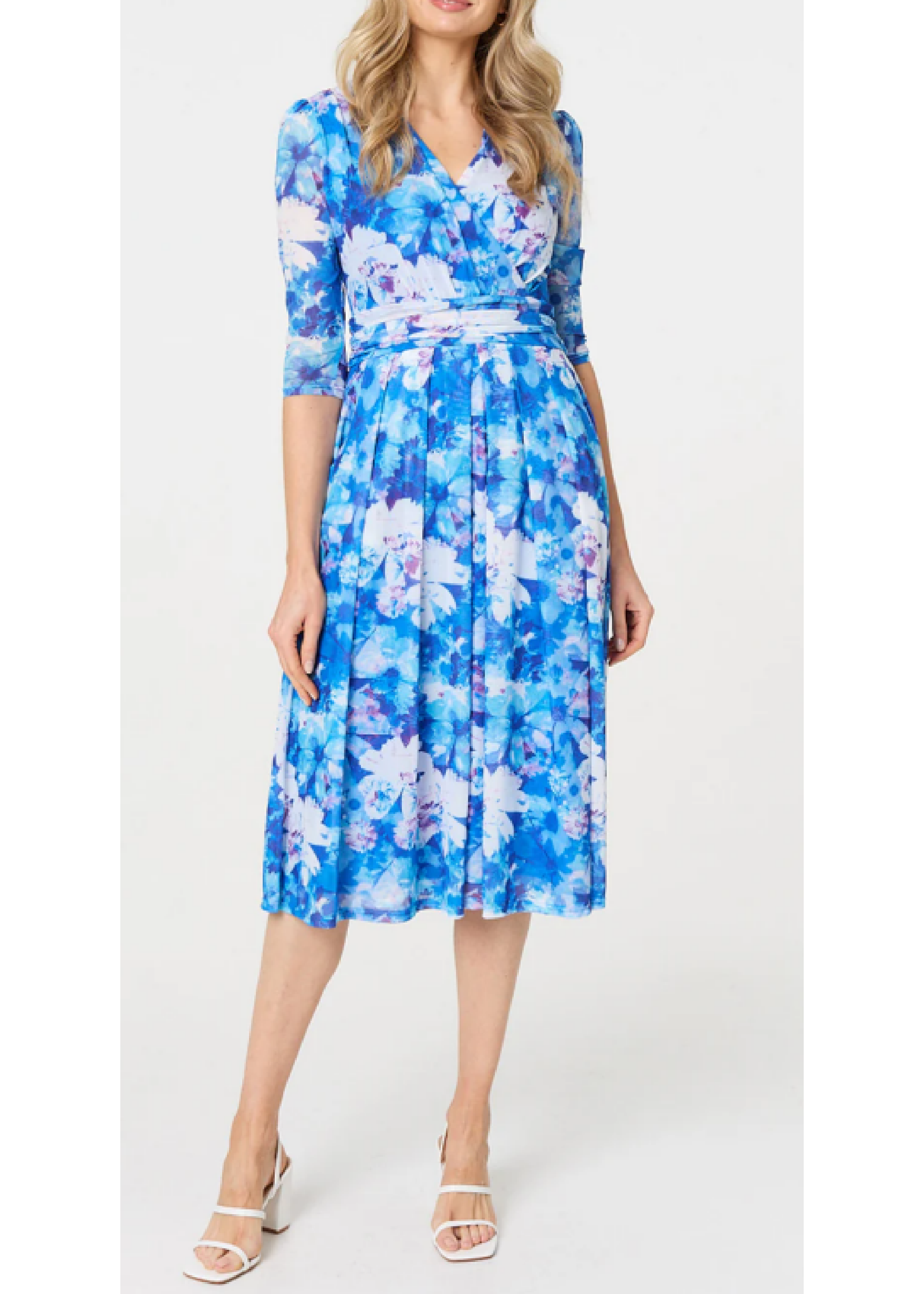 Yvette Blue Wrap Midi Dress