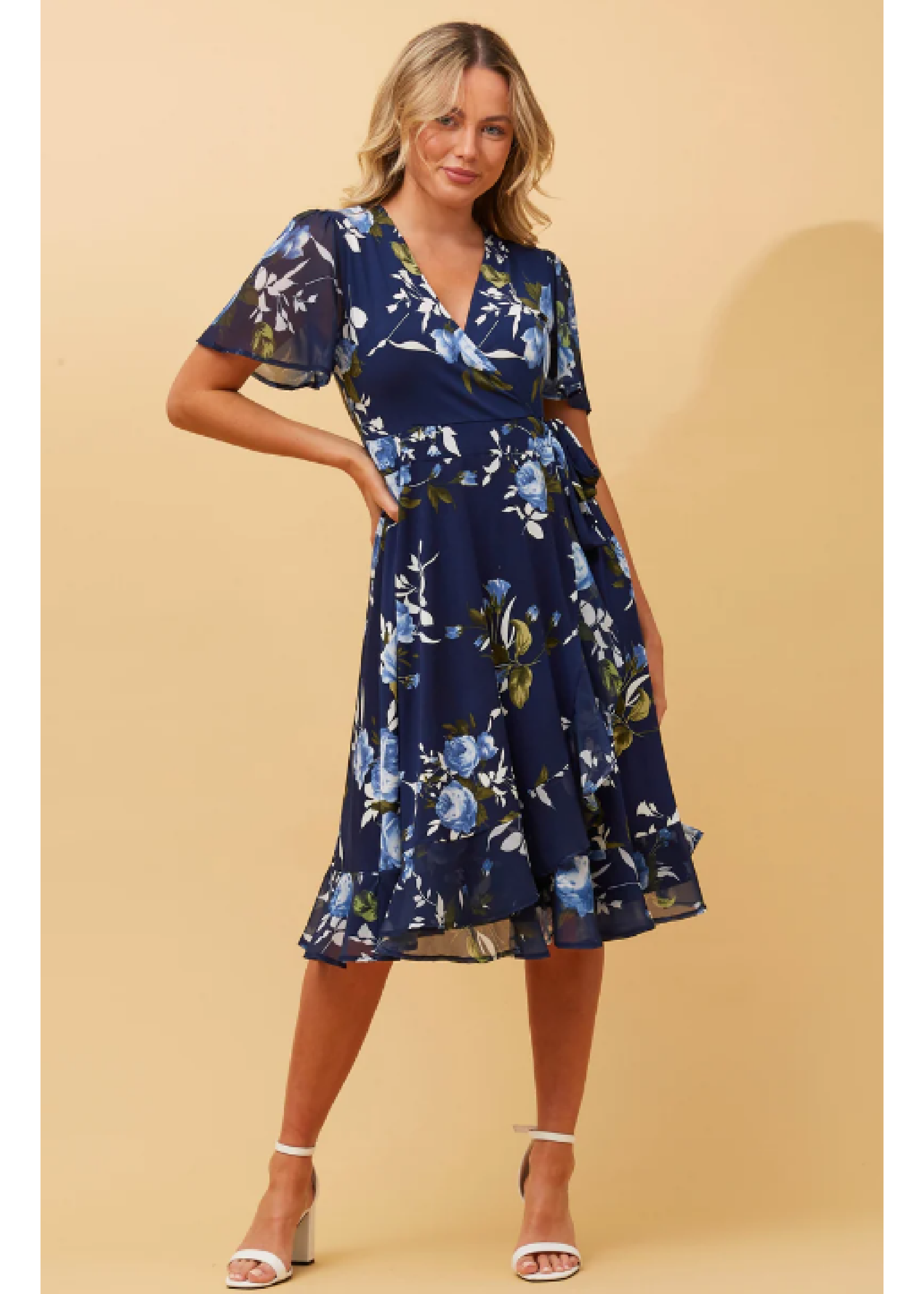 Viola Navy Floral Wrap Dress