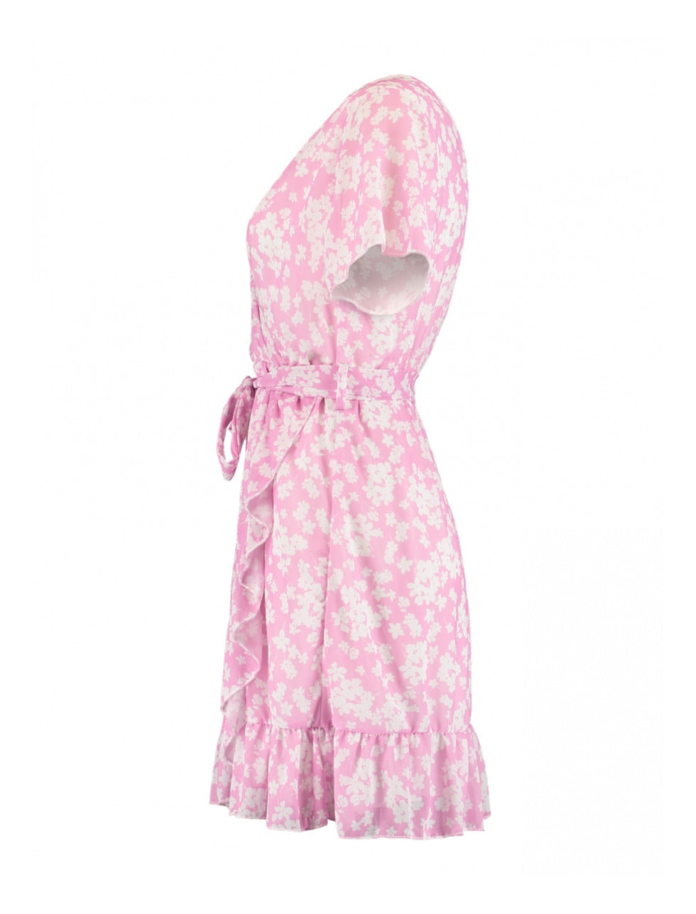 Sophie Flamingo Pink Floral Wrap Dress