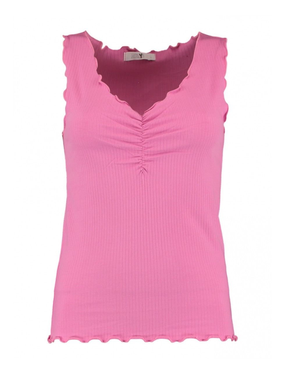 Ines Flamingo Pink Ribbed Top