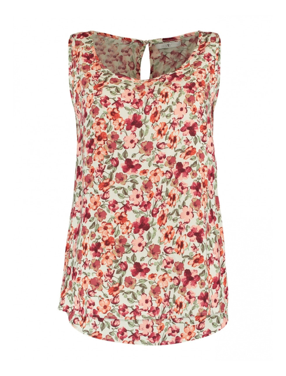 Robina Offwhite Red Flower Print Top