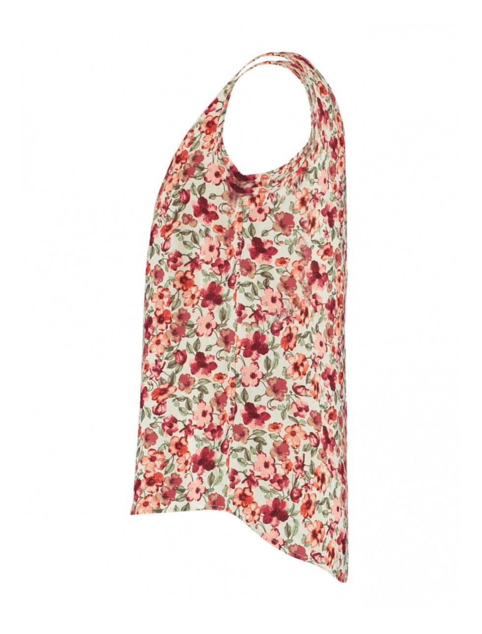 Robina Offwhite Red Flower Print Top