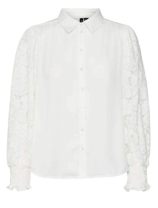 Cabena Cloud White Lace Sleeve Shirt