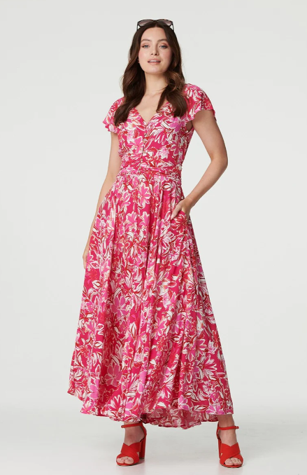 Meritt Red Floral Print Maxi Dress