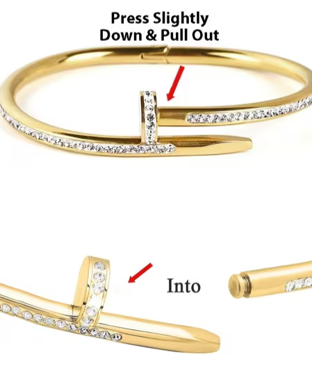 Paulette Gold Diamond Head Nail Bracelet
