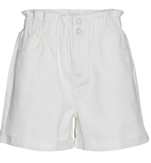 Lyra White Paperbag Denim Shorts