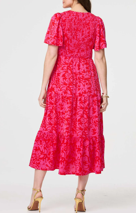 Brunella Pink Smock Midi Dress