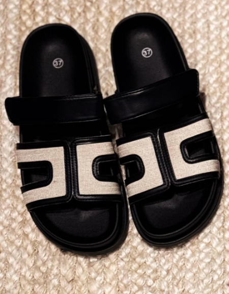 Trevina Black Velcro Strap Sliders