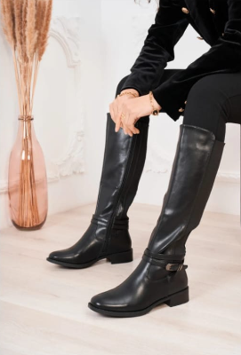 Corina Black Knee High Boots