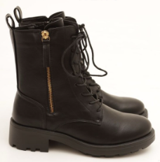 Letisha Black Size Zip Biker Boots