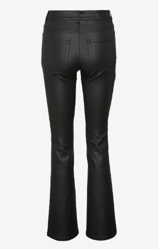 Flash Black Mid Rise Coated Flared Jeans