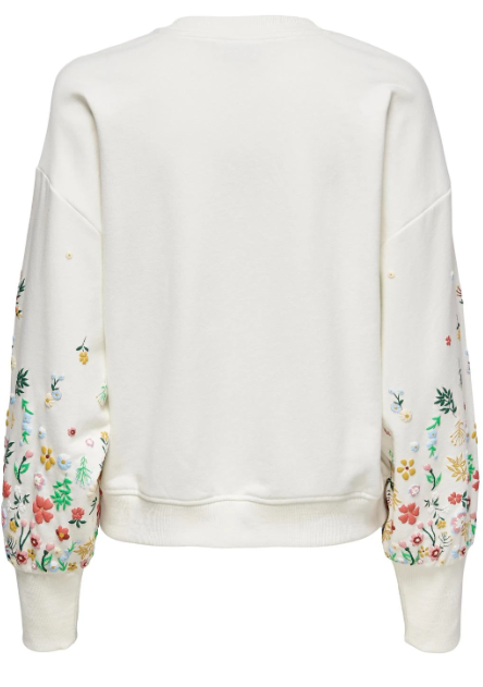 Brooke White Flower Sleeve Sweatshirt