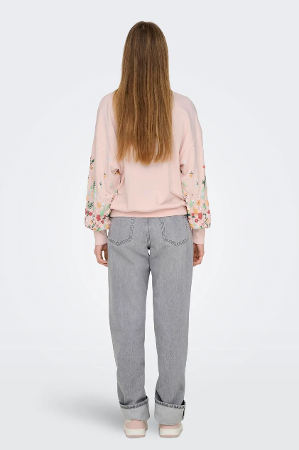 Brooke Pink Potpourri Flower Sleeve Sweatshirt