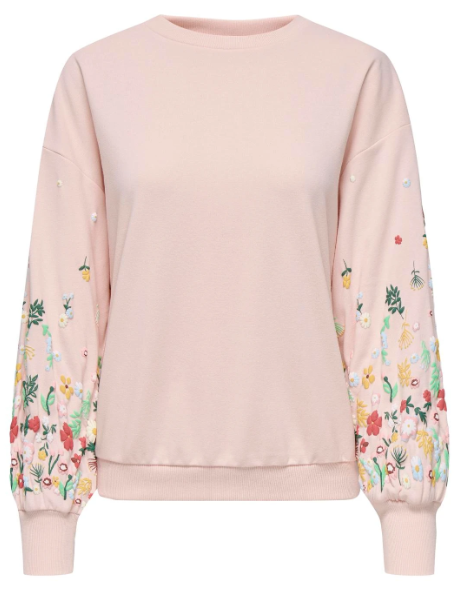 Brooke Pink Potpourri Flower Sleeve Sweatshirt