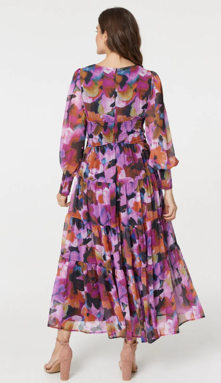 Shakira Pink Floral Maxi Dress