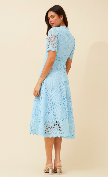 Gloria Blue Lace Midi Dress